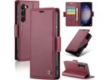 Galaxy S23+ 5G Case, Rfid Blocking Card, Advanced Flip Custodia In Pelle Con Funzione Stand Per Samsung Galaxy S23+ 5G Rosso