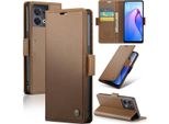 Oppo Reno8 5G Case, Rfid Blocking Card, Advanced Flip Custodia In Pelle Con Funzione Stand Per Oppo Reno8 5G Brown
