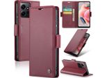 Custodia Redmi Note 12 4G, Carta Di Blocco Rfid, Custodia Avanzata In Pelle Flip Con Funzione Stand Per Xiaomi Redmi Note 12 4G Rosso
