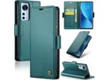 Xiaomi 12 Case, Rfid Blocking Card, Advanced Flip Custodia In Pelle Con Funzione Stand Per Xiaomi 12 / 12X / 12S Verde
