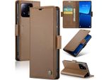 Xiaomi 13 Pro Case, Rfid Blocking Card, Advanced Flip Custodia In Pelle Con Funzione Stand Per Xiaomi 13 Pro Brown