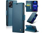 Custodia Redmi Note 12 Pro+, Carta Di Blocco Rfid, Custodia Avanzata In Pelle Flip Con Funzione Stand Per Xiaomi Redmi Note 12 Pro+ Blu