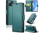 Xiaomi 11 Lite Case, Rfid Blocking Card, Advanced Flip Custodia In Pelle Con Funzione Stand Per Xiaomi 11 Lite 5G Ne / Mi 11 Lite Verde