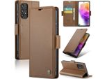 Galaxy A73 5G Case, Rfid Blocking Card, Advanced Flip Custodia In Pelle Con Funzione Stand Per Samsung Galaxy A73 5G Brown