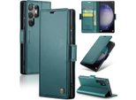 Galaxy S23 Ultra 5G Case, Rfid Blocking Card, Advanced Flip Custodia In Pelle Con Funzione Stand Per Samsung Galaxy S23 Ultra 5G Verde