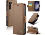 Galaxy S23+ 5G Case, Rfid Blocking Card, Advanced Flip Custodia In Pelle Con Funzione Stand Per Samsung Galaxy S23+ 5G Brown