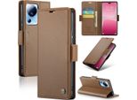 Xiaomi 13 Lite Case, Rfid Blocking Card, Advanced Flip Custodia In Pelle Con Funzione Stand Per Xiaomi 13 Lite Brown