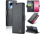 Xiaomi 13 Lite Case, Rfid Blocking Card, Advanced Flip Custodia In Pelle Con Funzione Stand Per Xiaomi 13 Lite Nero