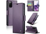 Custodia Galaxy S20, Carta Di Blocco Rfid, Custodia In Pelle Avanzata Con Funzione Stand Per Samsung Galaxy S20 Viola