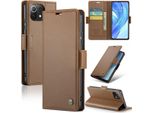 Xiaomi 11 Lite Case, Rfid Blocking Card, Advanced Flip Custodia In Pelle Con Funzione Stand Per Xiaomi 11 Lite 5G Ne / Mi 11 Lite Brown