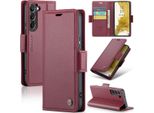 Custodia Galaxy S22 5G, Custodia In Pelle Con Funzione Stand Per Samsung Galaxy S22 5G Rosso