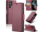 Custodia Galaxy S22 Ultra 5G, Custodia In Pelle Con Funzione Stand Per Samsung Galaxy S22 Ultra 5G Rosso