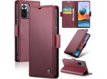 Redmi Note 10 Pro Case, Rfid Blocking Card, Advanced Flip Custodia In Pelle Con Funzione Stand Per Xiaomi Redmi Note 10 Pro / Note 10 Pro Max Red