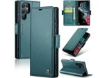 Galaxy S22 Ultra 5G Case, Rfid Blocking Card, Advanced Flip Custodia In Pelle Con Funzione Stand Per Samsung Galaxy S22 Ultra 5G Verde