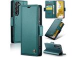 Galaxy S22+ 5G Case, Rfid Blocking Card, Advanced Flip Custodia In Pelle Con Funzione Stand Per Samsung Galaxy S22+ 5G Verde