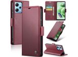 Xiaomi Poco X5 Case, Rfid Blocking Card, Advanced Flip Custodia In Pelle Con Funzione Stand Per Xiaomi Poco X5 / Redmi Note 12 5G Rosso