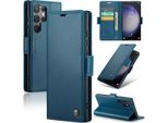 Galaxy S23 Ultra 5G Case, Rfid Blocking Card, Advanced Flip Custodia In Pelle Con Funzione Stand Per Samsung Galaxy S23 Ultra 5G Blu