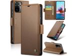 Custodia Redmi Note 10 4G, Carta Di Blocco Rfid, Custodia In Pelle Avanzata Con Funzione Stand Per Xiaomi Redmi Note 10 4G / Note 10S Brown