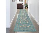 Tappeto Soggiorno | Orientale | Oro Petrolio Dimensioni - 80 X 300 Cm