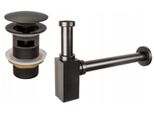 Mexen Semi-Sifone Da Lavabo Quadrato Con Tappo Click-Clack, Con Troppo Pieno, Grafite - 7992060-66