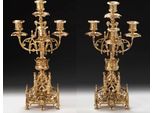 Casa Padrino Set Di Candelieri Barocchi Oro Ø 21 X H. 41 Cm - Candelieri In Bronzo In Stile Barocco Fatti A Mano - Accessori Per La Decorazione Barocca - Interni Barocchi - Mobili Barocchi - Nobile E Magnifico