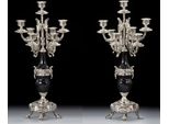 Casa Padrino Set Di Candelieri Barocchi Argento/Nero Ø 25 X H. 55 Cm - Candelieri In Bronzo In Stile Barocco Fatti A Mano - Accessori Per Decorazioni Barocche - Interni Barocchi - Nobile E Magnifico