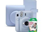 Set Fotocamera Istantanea Fujifilm Instax Mini 12, Blu Pastello Con Custodia, Album Fotografico E Pellicola 1X10, Fotocamere Istantanee