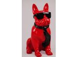 Casa Padrino Statuetta Decorativa Cane Bulldog Rosso/Nero H. 65 Cm - Scultura Decorativa In Resina - Decorazione Soggiorno - Statuetta Decorativa Animale