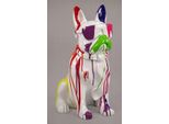 Casa Padrino Statuetta Decorativa Cane Bulldog Bianco / Multicolore H. 65 Cm - Scultura Decorativa In Resina - Decorazione Soggiorno - Statuetta Decorativa Animale