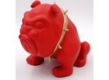 Casa Padrino Statuetta Decorativa Cane Bulldog Con Collana Rosso/Oro H. 55 Cm - Scultura Decorativa In Resina - Decorazione Soggiorno - Statuetta Decorativa Animale