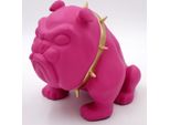 Casa Padrino Statuetta Decorativa Cane Bulldog Con Collana Rosa/Oro H. 55 Cm - Scultura Decorativa In Resina - Decorazione Soggiorno - Statuetta Decorativa Animale