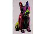 Casa Padrino Statuetta Decorativa Cane Bulldog Nero / Multicolore H. 65 Cm - Scultura Decorativa In Resina - Decorazione Soggiorno - Statuetta Decorativa Animale