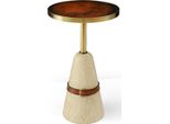 Tavolino Casa Padrino Marrone / Ottone / Beige Ø 40 X H. 74,5 Cm - Tavolo Rotondo Con Base In Marmo - Mobili Soggiorno - Mobili