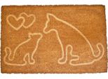 Home Elements Tappetino Stampato In Fibra Di Cocco, Gatto E Cane, 40X60 Cm