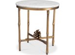Casa Padrino Tavolino Ottone Vintage / Bianco Ø 43 X H. 45,5 Cm - Tavolino Rotondo In Ottone Con Piano In Marmo - Mobili Soggiorno - Mobili - Arredo Soggiorno - Qualità Lusso