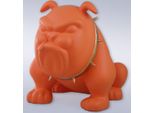 Casa Padrino Statuetta Decorativa Cane Bulldog Con Collana Arancio/Oro H. 55 Cm - Scultura Decorativa In Resina - Decorazione Soggiorno - Statuetta Decorativa Animale