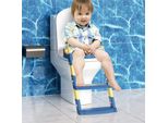Fiqops Sedile Del Gabinetto Per Bambini Vasino Trainer Con Gradini Per Ragazzi E Ragazze Bambino Blu