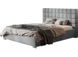 Letto Imbottito Porto Con Testiera, 140X200 Cm, Letto Matrimoniale Con Rete E Doghe In Legno, Tessuto Velour Grigio Scuro