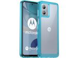 Custodia Per Motorola Moto G53 Trasparente, Protettiva In Silicone Tpu Antiurto Azzurro
