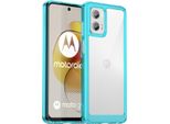 Custodia Per Motorola Moto G73 Trasparente, Protettiva In Silicone Tpu Antiurto Azzurro