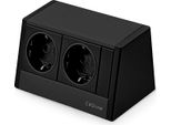 EVOline® R-Dock Aluminium SCHWARZ mit 2 x VDE Steckdosen / Steckdoseneinheit / Steckdosen