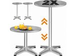 Casaria Set Di 2 Tavoli Da Bar Regolabile 70Cm/115Cm Alluminio Rotondo Ø60Cm Resistente Esterno Tavolo Da Bistrò Party