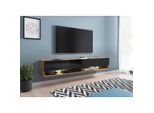 Tavolino Per Tv Con Illuminazione A Led Rgb 180 Cm Willa A – Rovere Wotan / Nero Lucido