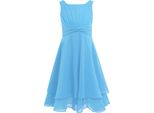 Ragazze Abito Estivo Taglia 164 Cm Abito Da Festa Senza Maniche In Chiffon Lunghezza Ginocchio Matrimonio Ragazza Di Fiori Abito Da Damigella D'onore