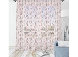 Abakuhaus Hawaii Arazzo, Blush Tone Illustrazione Estiva Palme Spiaggia Rocciosa Ibisco, Soggiorno Camera Da Letto Tessuto Satinato Setoso, 180 Cm X 274 Cm, Rosa Cipria Salmone Scuro