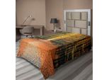 Abakuhaus Lenzuolo Da Letto, Romantico Vicolo Autunnale Nel Bosco Con Fogliame, Immagine Del Parco Forestale, Lenzuolo Morbido E Confortevole Per Un Letto Decorativo, 1 Pezzo, 260 Cm X 168 Cm, Arancione, Blu, Giallo