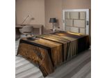 Abakuhaus Lenzuolo Ocean, Mar Nero All'alba Immagine Dal Design Tranquillo, Lenzuolo Superiore Morbido E Confortevole Per Un Letto Decorativo 1 Pezzo 260 Cm X 168 Cm, Giallo Marrone Grigio
