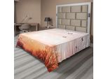 Abakuhaus Lenzuolo Con Farfalle, Fantastiche Farfalle Sugli Alberi, Romantico Disegno Fantasia Stampato, Morbido E Confortevole Lenzuolo Superiore Per Un Letto Decorativo, 1 Pezzo, 260 Cm X 228 Cm, Rosa Baby E Arancione.