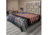 Abakuhaus Usa Lenzuolo, Quarto Di Luglio Giorno Dell'indipendenza Pavimento Rustico In Legno Immagine Con Pareti In Legno, Lenzuolo Morbido E Confortevole Per Un Letto Decorativo 1 Pezzo 260 Cm X 228 Cm, Marrone Umbra Blu Rosso