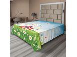 Abakuhaus Lenzuolo Da Letto Circus, Circo Itinerante Cielo Blu Fiori Farfalle Prato Verde Stampa, Lenzuolo Morbido E Confortevole Per Un Letto Decorativo 1 Pezzo 260 Cm X 228 Cm, Multicolore